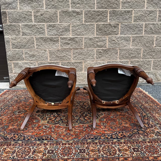 2000s Pennsylvania House Cortland Manor Collection Traditional Regency Cherry Sleigh Back Dining Chairs - A Pair For Sale - Image 12 of 17