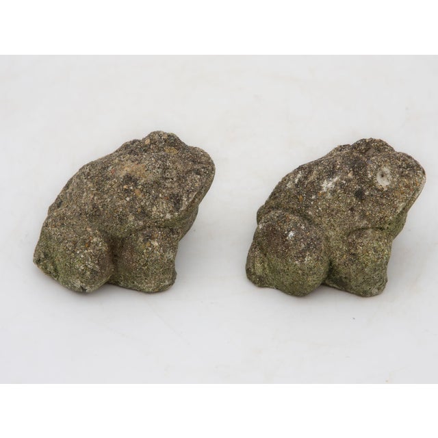 English Pair of Reconstituted Stone Frog Garden Ornaments, England 1970s For Sale - Image 3 of 6