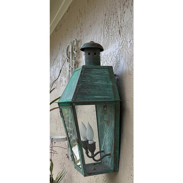 Single Vintage Wall Hanging Copper Lantern For Sale In Miami - Image 6 of 12