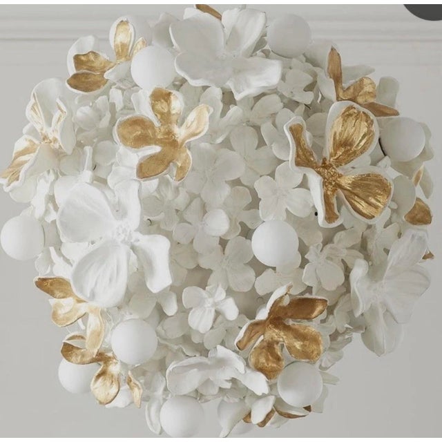 2020s Regina Andrew Dogwood Chandelier | White & Gold Floral Statement Chandelier New - a Pair For Sale - Image 5 of 9