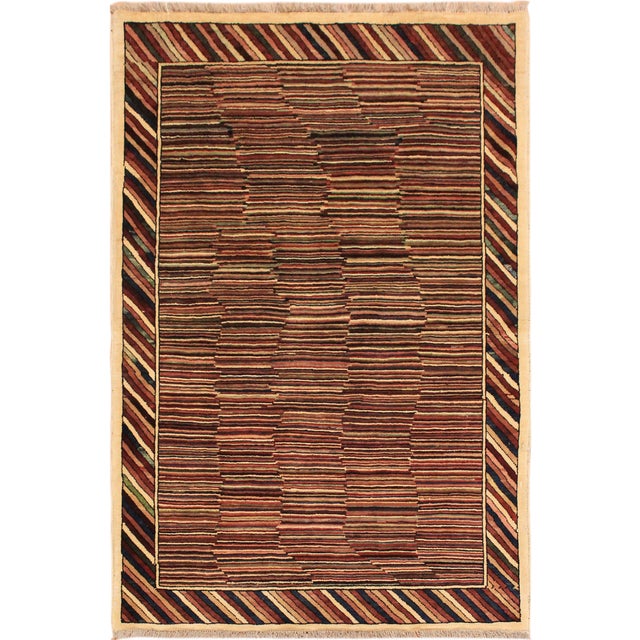 Boho Chic Gabbeh Blue/Red Wool Rug - 3'3'' X 4'9'' For Sale - Image 10 of 10