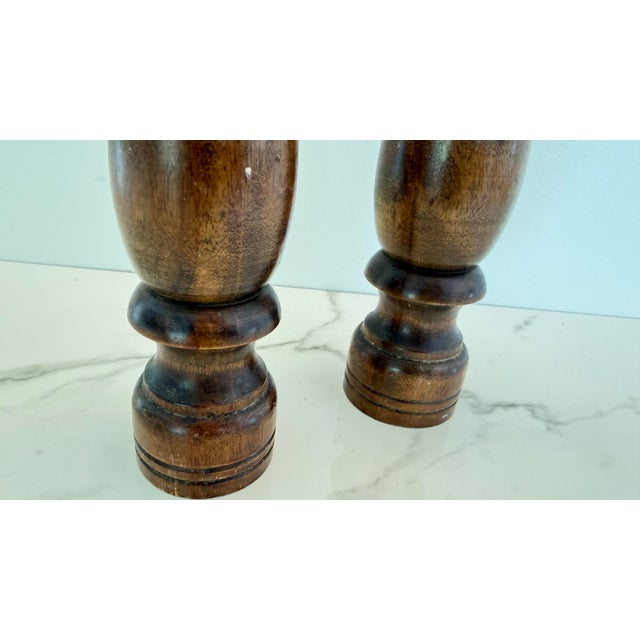 A Woodcrest Creation Wooden Salt Shaker and Pepper Grinder 14" tall