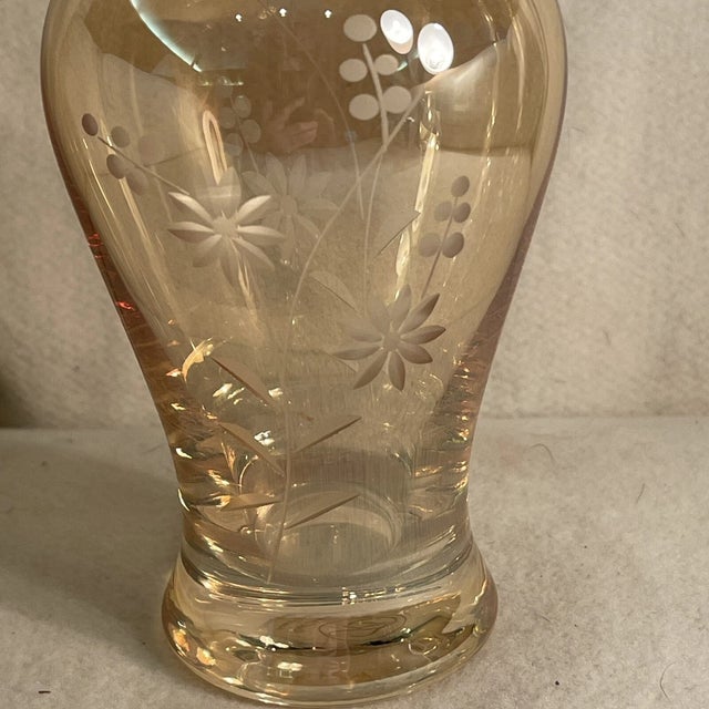 Vintage Royal Danube Floral Etched Hand Cut Vases-Set of 3 For Sale In Dallas - Image 6 of 10