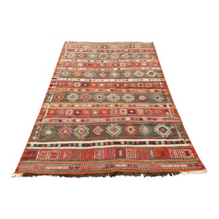 Vintage Turkish Kilim Rug - 63" X 100" For Sale