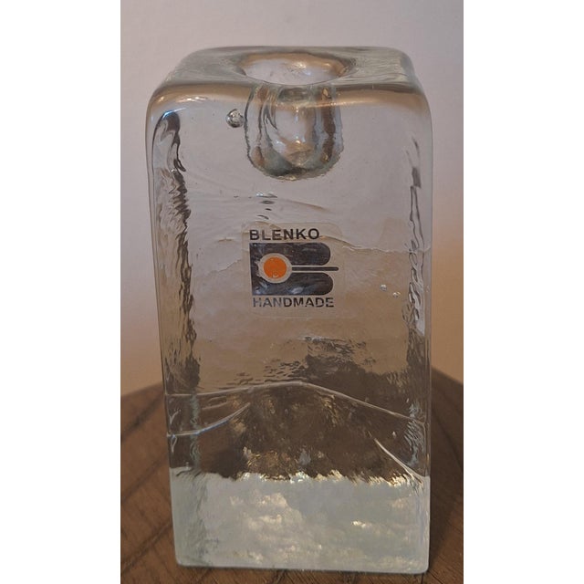 1980s 1980s Blenko Glass Ice Block Candle Holders - Set of 3 For Sale - Image 5 of 7