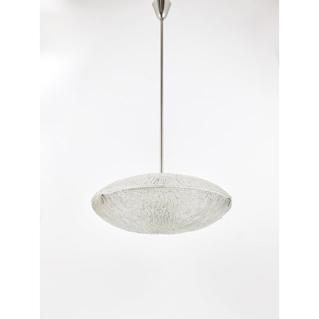 Mid-Century Kalmar Discus Textured Glass & Nickel Chandelier attributed to J. T. Kalmar for Kalmar, Austria, 1950s For Sale - Image 14 of 18