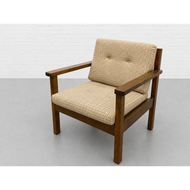 Pair - Mid Century Modern Lounge Chairs | Solid Wood Frame Armchairs | Vintage Upholstered Walnut Chairs, C. 1960’s For Sale - Image 9 of 13