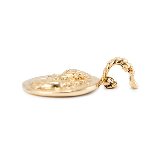David Yurman David Yurman 18k Yellow Gold 0.03ct Round Diamond Pisces Amulet Charm Pendant For Sale - Image 4 of 8