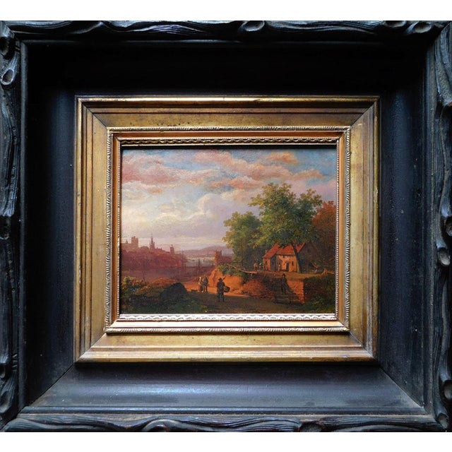 River Landscape With Figures" Oil Painting by Barend Cornelis Koekkoek Sr. (1841) For Sale