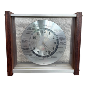 1960s Verichron Quartz World Time Zone Mantel Clock Mid Century Modern