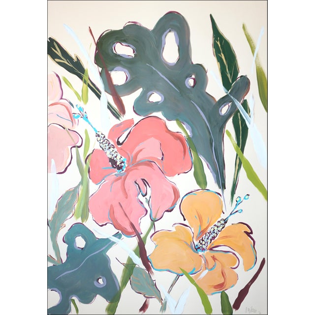 2026, Illustration Style Diptych of Hibiscus Oasis, Tropical Painting on Watercolor Paper by Romina Milano For Sale - Image 4 of 10