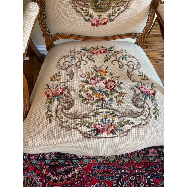 1940s French Louis XV Style Fauteuils (Open Armchairs) For Sale - Image 4 of 7