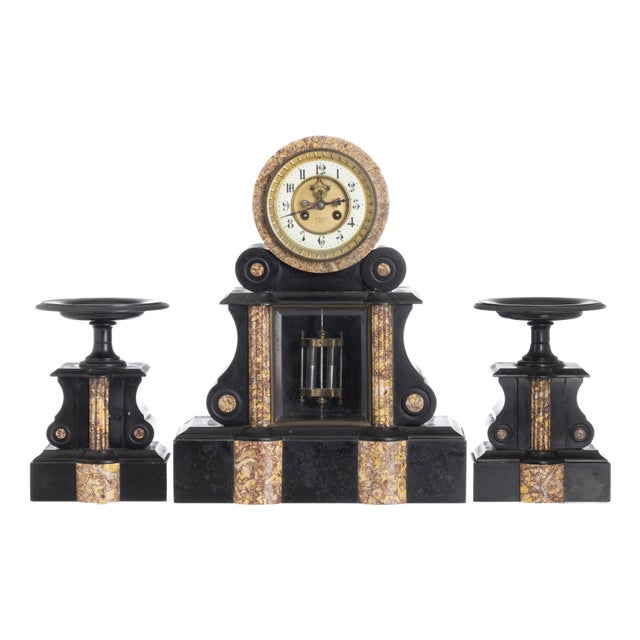 Clock Garniture Set, 19th Century, Set of 3 For Sale