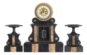 Clock Garniture Set, 19th Century, Set of 3