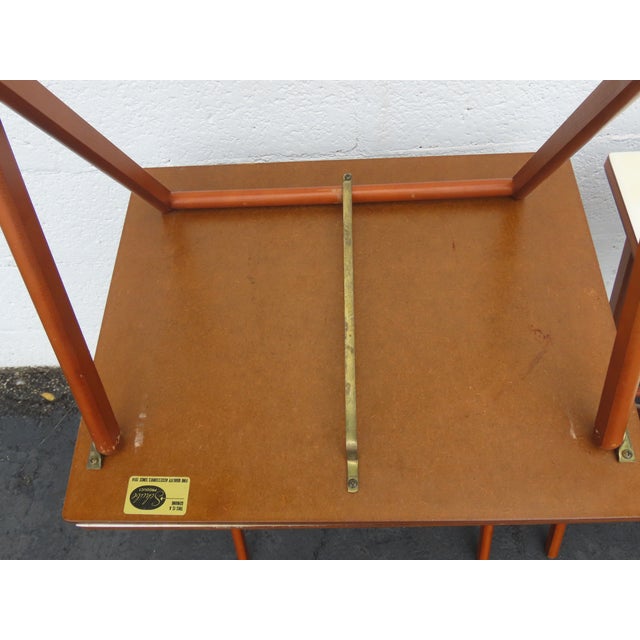 Scheibe Mid Century Folding Wooden Tv Trays Floral Top 4pc Set With Stand 6896 For Sale - Image 16 of 18