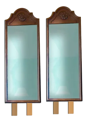 German Baroque Revival Tilting Resin Walnut Framed Dresser Mirrors - a Pair