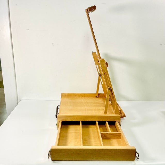 1970s Boho Chic English Painter’s Tabletop 34” Easel Portable Briefcase For Sale - Image 10 of 12