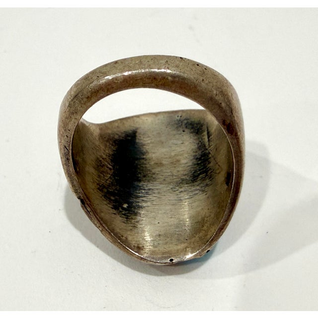 Navajo Old Pawn Heavy Sterling Silver Turquoise Coral Native American Ring Southwest For Sale In Los Angeles - Image 6 of 7