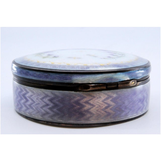 Jewelry Box in Enameled Silver with Floral Motifs and Gilt Interior For Sale - Image 6 of 10