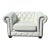 White Leather Chesterfield Club Chair | Tufted Chair-and-a-Half | Nailhead Trim & Bun Feet For Sale