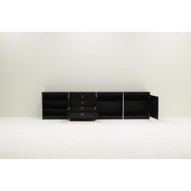 Large Black and Aluminum Sideboard attributed to Interlübke, Germany, 1980s For Sale - Image 4 of 6