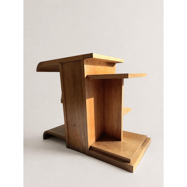 A French Modernist architectural side table and pedestal cabinet, dating to the 1930s or 1940s. Heavily influenced by the...