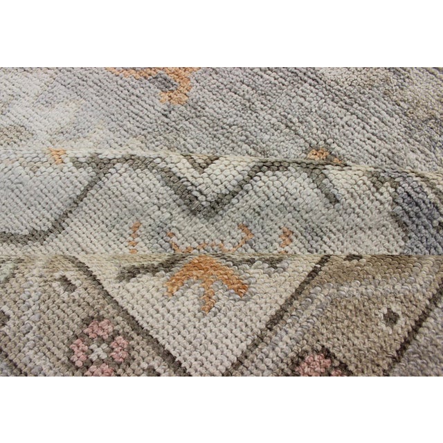 Square Shaped Hand Knotted Turkish Oushak Rug With Neutral Color Palette For Sale - Image 10 of 12