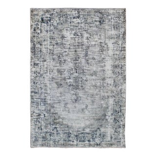 Mid 20th Century Vintage Rug With Abstract Design in Silver Blue Gray L. Blue For Sale