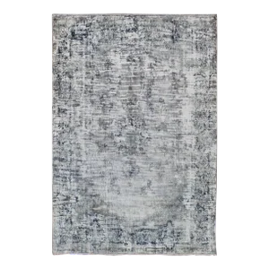 Mid 20th Century Vintage Rug With Abstract Design in Silver Blue Gray L. Blue