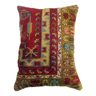 Zabihi Collection Large Colorful Turkish Rug Border Pillow For Sale