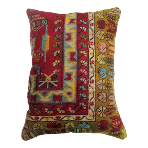 Zabihi Collection Large Colorful Turkish Rug Border Pillow