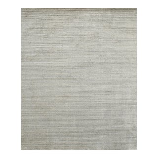 10x14 Maya Unique Beige Solid Open Field Handmade Wool & Viscose Carpet Rug For Sale