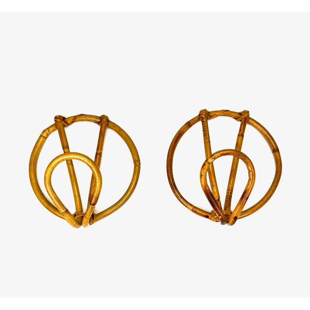 Bamboo Rattan Coat Hooks by Franco Albini, Italy, 1960s, Set of 2 For Sale - Image 8 of 8
