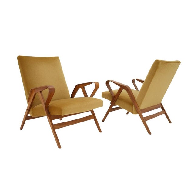 Brown Mid-Century Armchairs in Wood and Fabric from František Jirák, Czechoslovakia, 1970s, Set of 2 For Sale - Image 8 of 8
