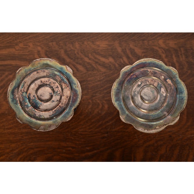 Sheffield Victorian Ornate Silverplate Candlesticks, Pair For Sale - Image 10 of 13