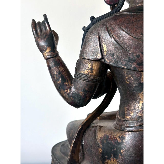 Large Gilt Bronze Statue of Bodhisattva Avalokiteshvara with Four Arms For Sale - Image 16 of 18