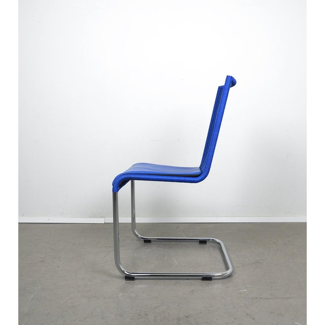 Animal Skin Blue B 20 Cantilever Chairs with High Back and Leather Upholstery by Mart Stam, Marcel Breuer & Jean Prouvé for Tecta, Germany, 1980s, Set of 4 For Sale - Image 7 of 18