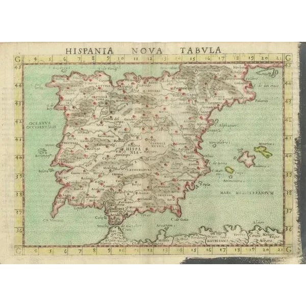 Antique Map of Spain with the Balearic Islands, 1561 For Sale - Image 3 of 6