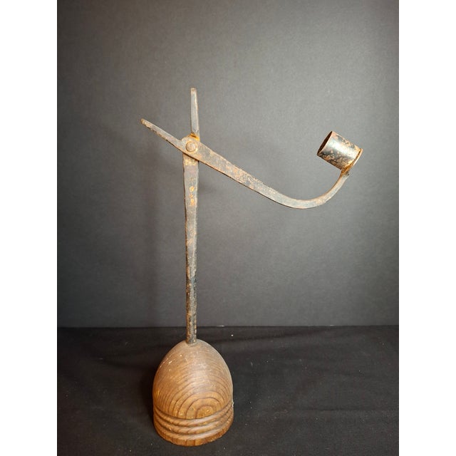 18th Century Antique 18th C Wrought Iron Rushlight Candle Holder Hand Forged Early Lighting For Sale - Image 5 of 12