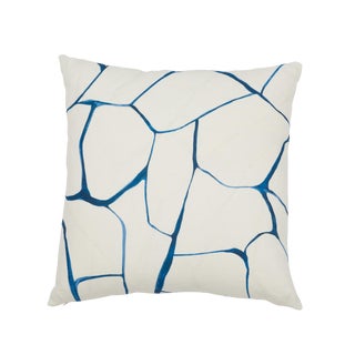 Contemporary Schumacher X Porter Teleo Filigree Pillow in Navy For Sale