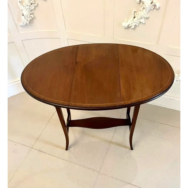 Antique Edwardian Mahogany Inlaid Side Table For Sale - Image 4 of 10