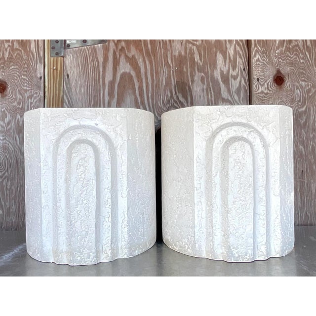 American Vintage Boho Plaster Arch Side Tables - a Pair For Sale - Image 3 of 12