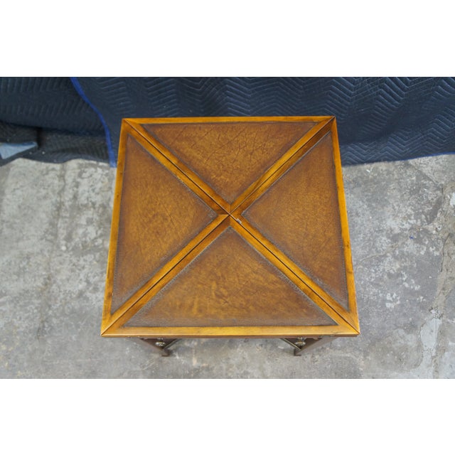 Theodore Alexander Theodore Alexander Mahogany Leather Tiered Handkerchief Game Card Accent Table For Sale - Image 4 of 12