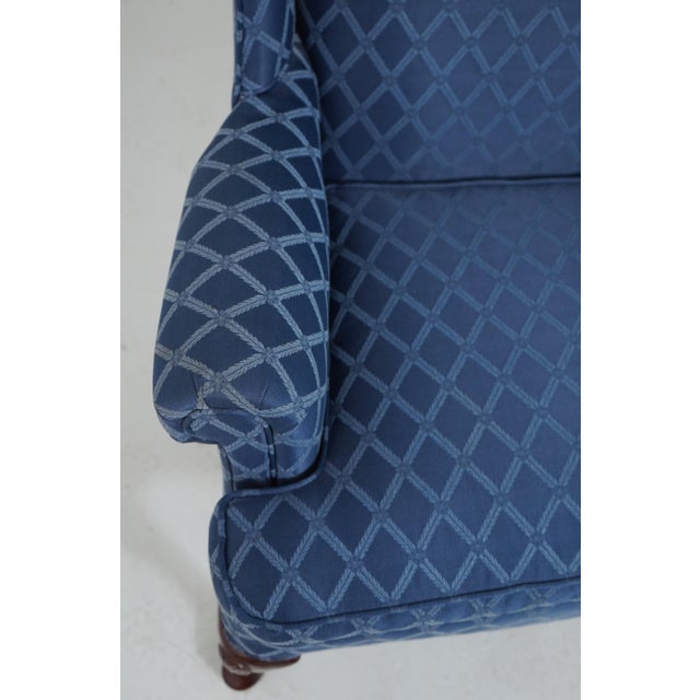 Broyhill Roll Arm Blue Upholstered Wing Chair For Sale In Philadelphia - Image 6 of 18
