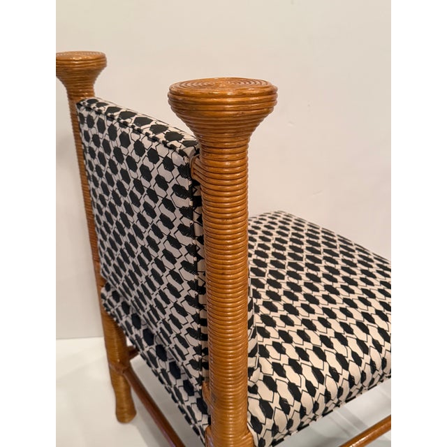 Black Rattan & Fornasetti Upholstered Italian Chair For Sale - Image 8 of 11