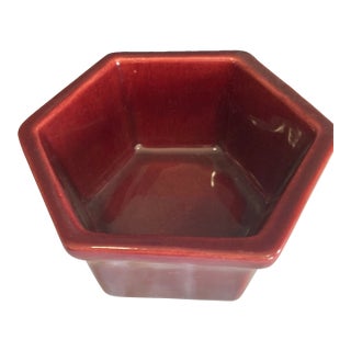 Mid-Century Haeger Pottery Pentagon Bowl in Deep Red Glaze For Sale