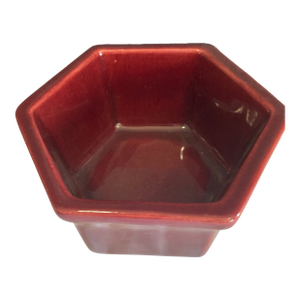 Mid-Century Haeger Pottery Pentagon Bowl in Deep Red Glaze