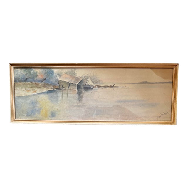 Mid 20th Century Vintage Original Watercolor on Paper by Mae Harding, Framed For Sale