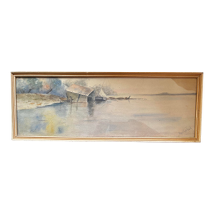 Mid 20th Century Vintage Original Watercolor on Paper by Mae Harding, Framed