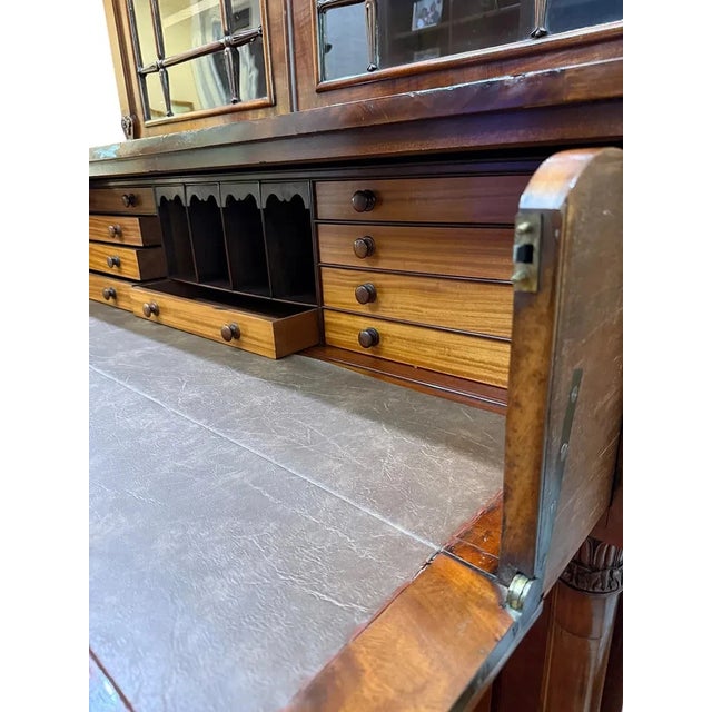 Superb Quailty Antique English Large Mahogany Secretaire Bookcase For Sale - Image 4 of 5